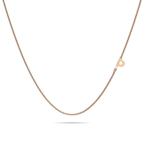 Bold Alphabet Letter Initial Charm Necklace in Rose Gold Tone